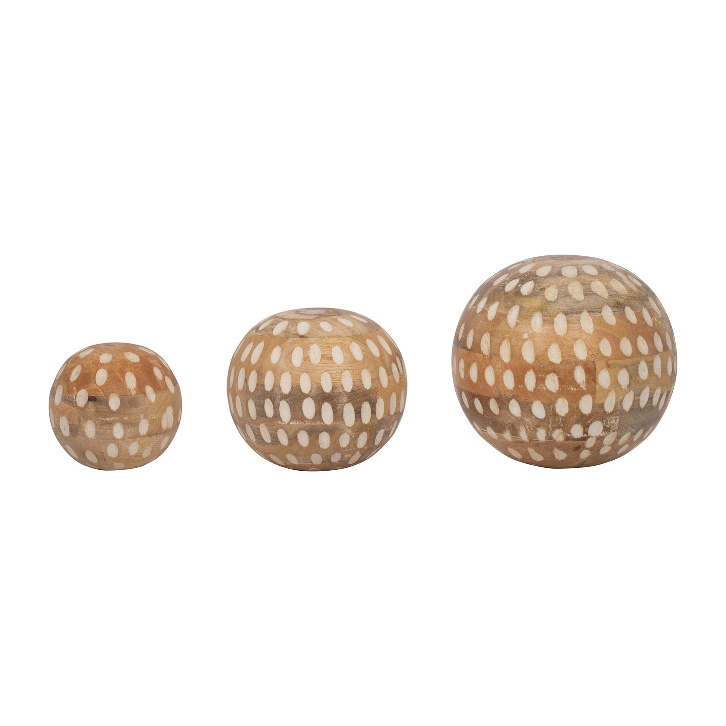 S/3 8/6/5" Mango Wood Decorative Ball, Natural
