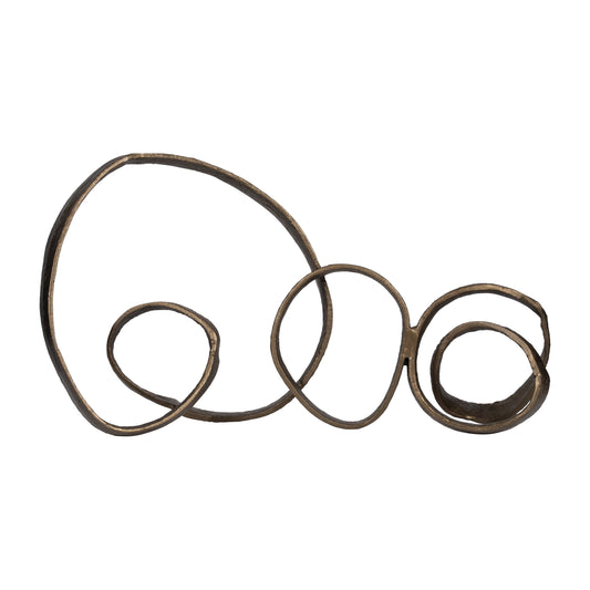 Metal, 29" Loopy Table Object, Brass Antique