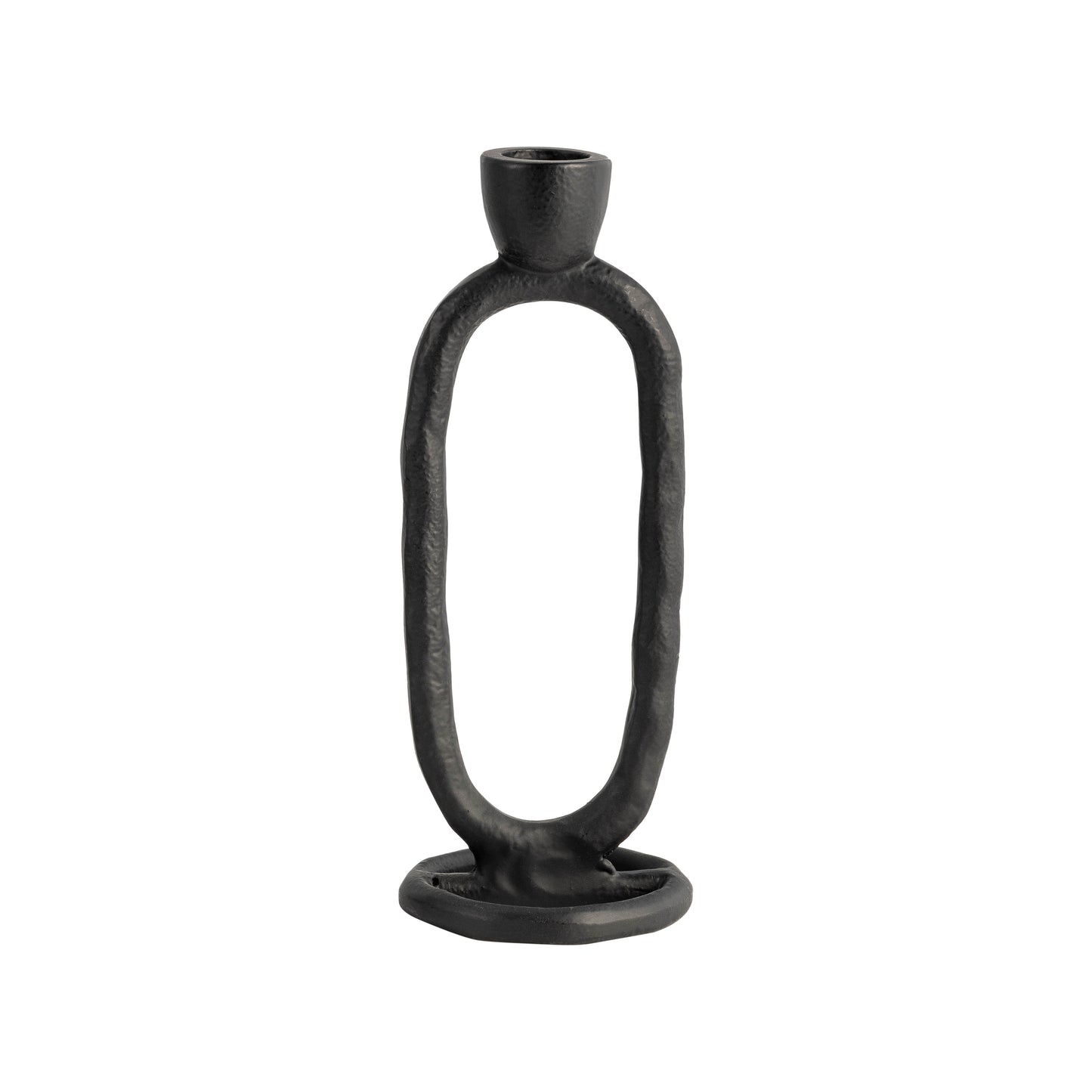 Metal, 8" Open Oval Taper Candleholder, Black