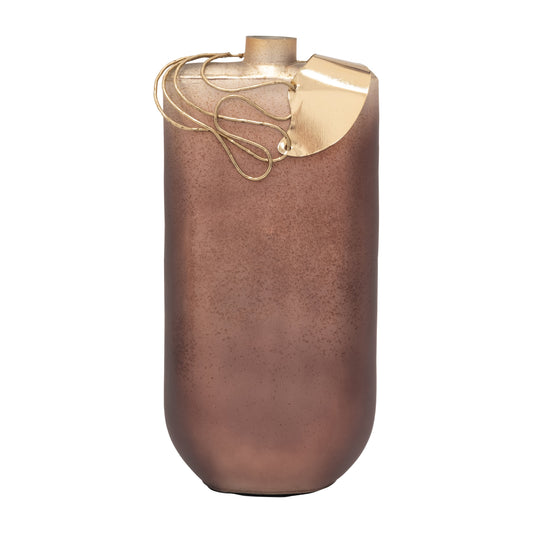 Glass, 16" Glamorous Vase W Necklace, Gold