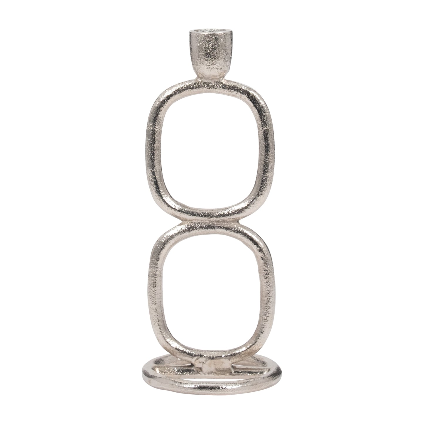 Metal, 10" Double Stack Taper Candleholder, Silver