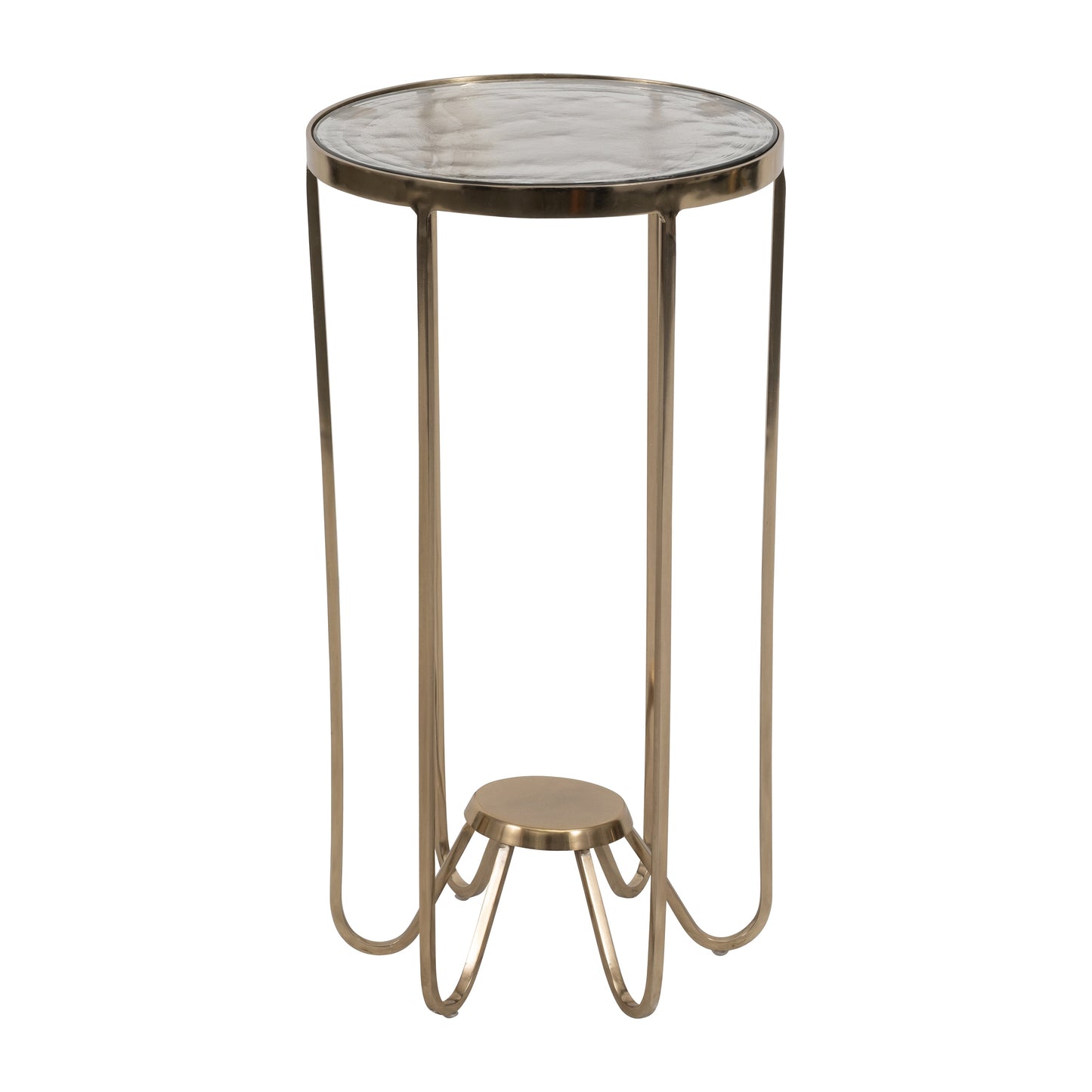Metal, 22" Side Table Glass Top, Gold