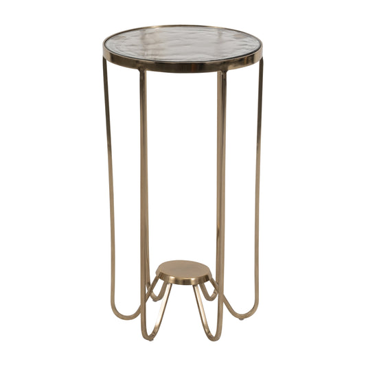 Metal, 22" Side Table Glass Top, Gold