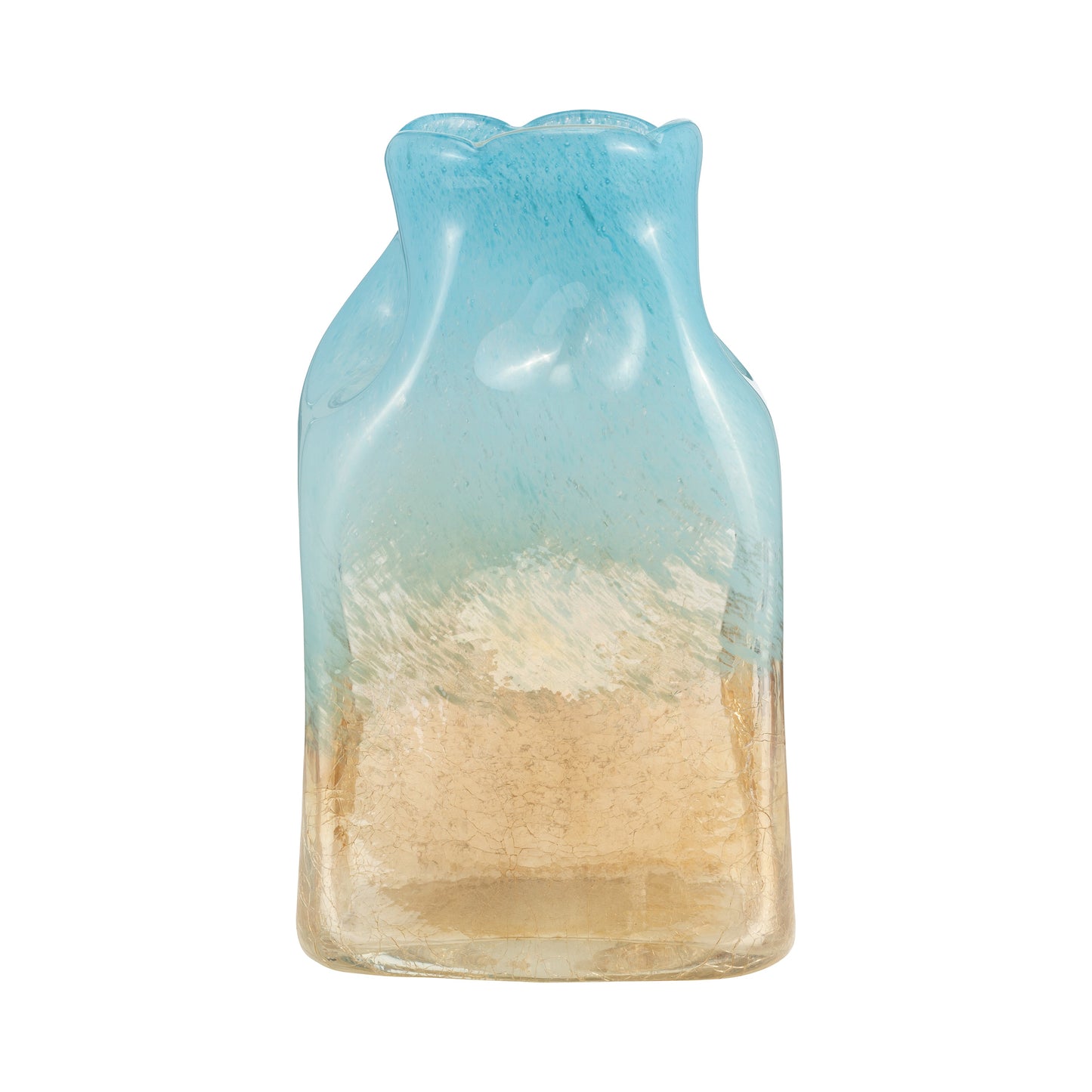 Glass, 11" Vase Teal/apricot