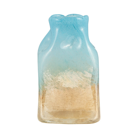 Glass, 11" Vase Teal/apricot