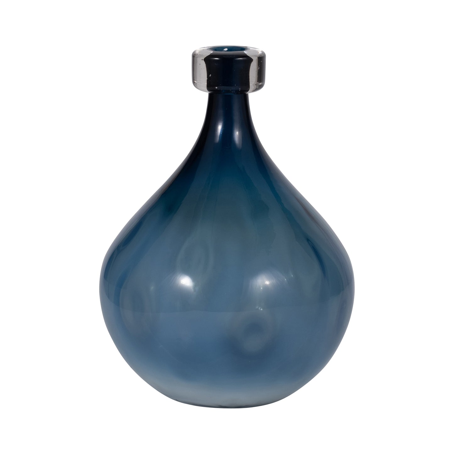 Glass, 11" Dimple Vase Blue
