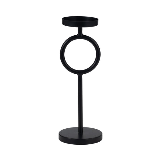 Metal, 13"h Ring Candle Holder, Black