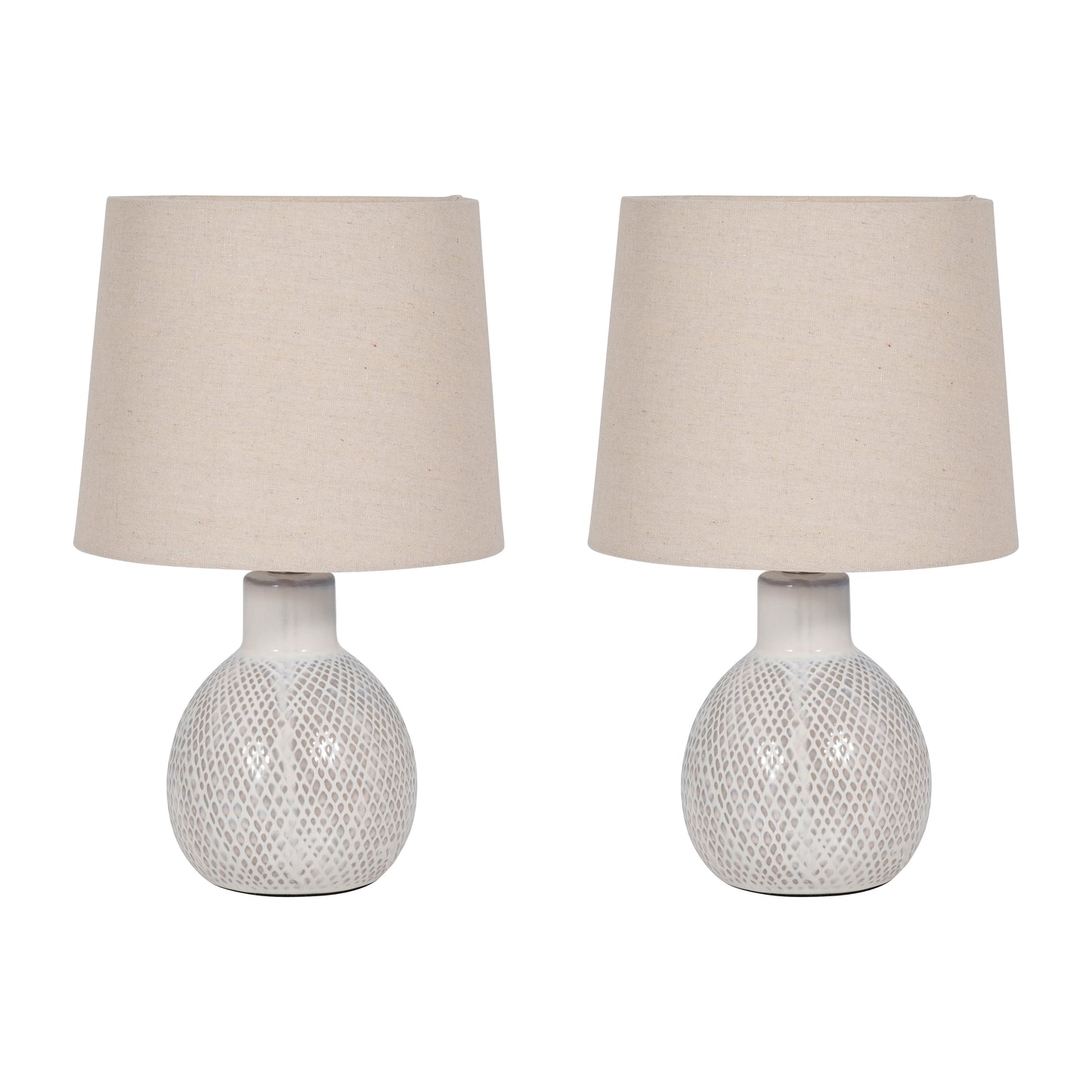 S/2 Ceramic 17" Table Lamp, White