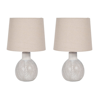 S/2 Ceramic 17" Table Lamp, White