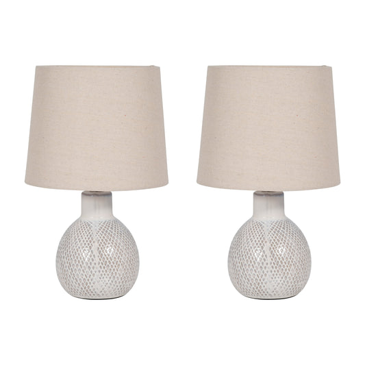 S/2 Ceramic 17" Table Lamp, White