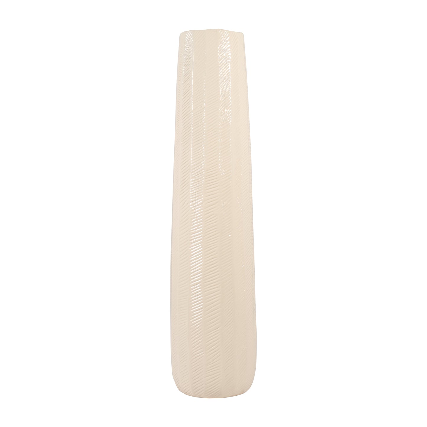 Cer, 28" Etched Lines Cylinder Vase, Cotton