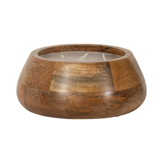 8" 15 Oz Vanilla Modern Wood Bowl Candle, Natural