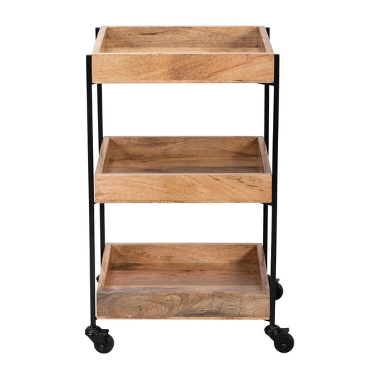 Wood,17x28" Storage Cart  W/ 16x14" 3-tier Trays