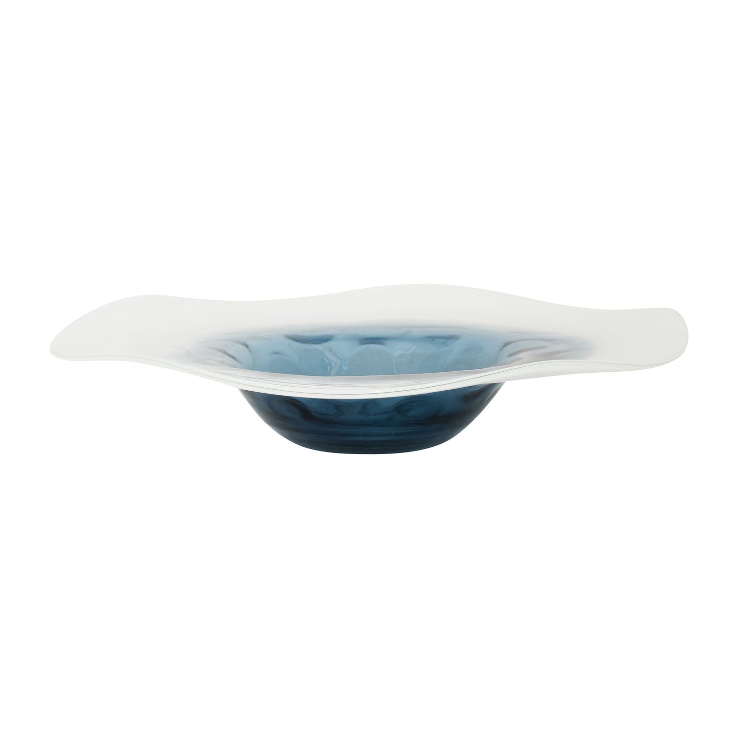 Glass, 12l" Blue Waters Bowl, Blue/white