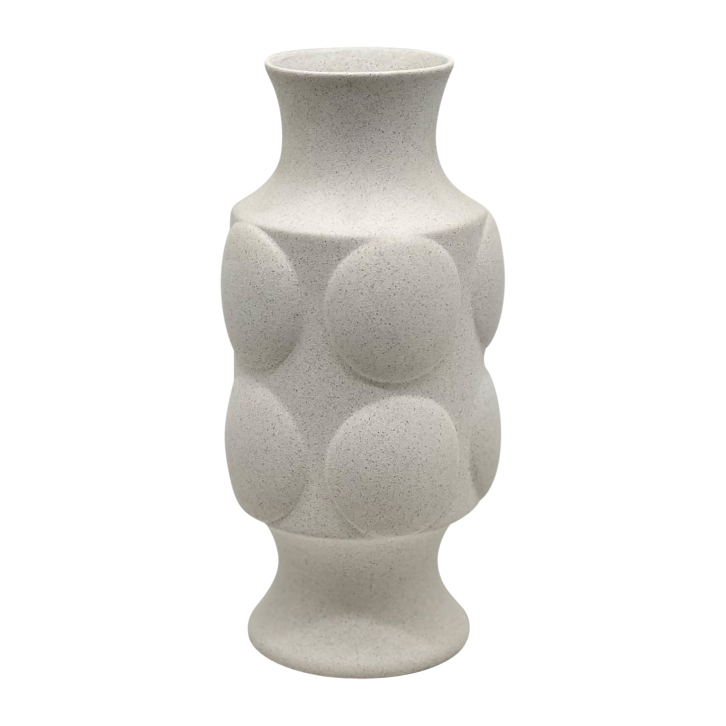 11" Large Dot Embossed Vase Sand Texture, White