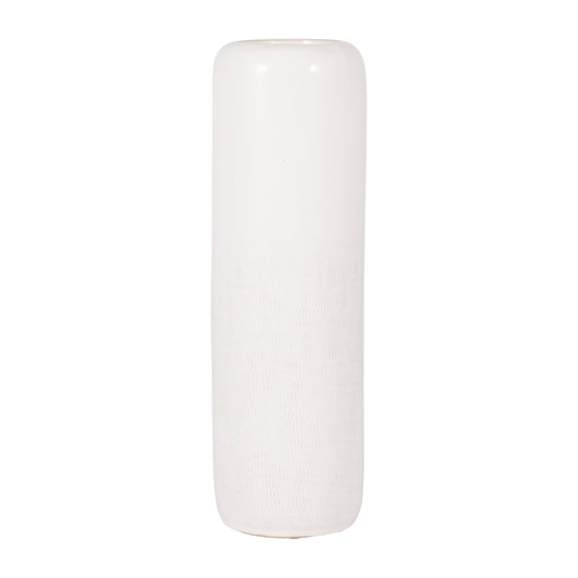 Cer, 18"h Grooved Vase, Ivory