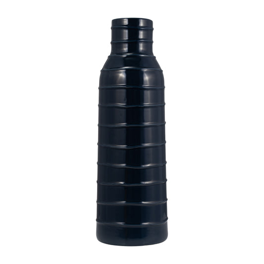 Cer, 20"h Tribal Vase, Navy Blue