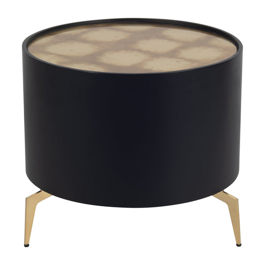 Wood,24" Gold Leaf Top Side Table, Blk/gld