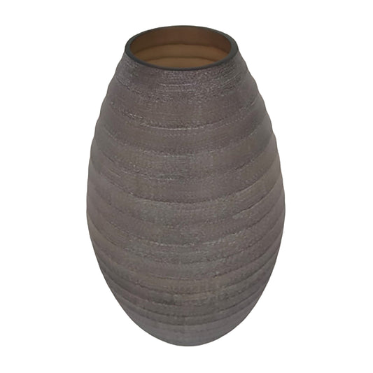 Glass, 16" Ridged Urn Vase, Champagne