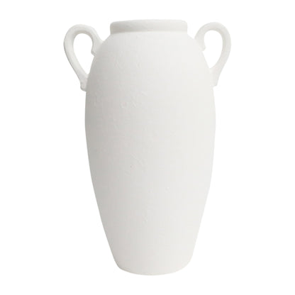 Cer, 16" Textured Jug W/ Handles, White