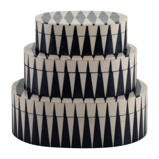 Resin,s/3 6/7/9",bold Lines Oval Boxes,white/blue