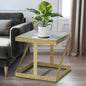 Metal, 20" Contemporary Side Table, Gold/black Gla