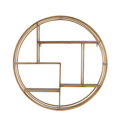 Round 32" Wood / Metal Wallshelf, Bronze