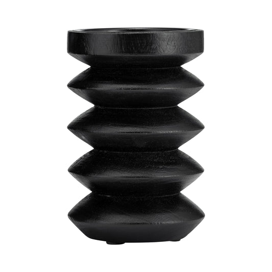 Wood, 6"h Accordion Candle Holder, Black