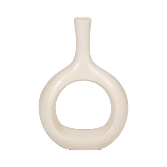 Cer, 9" Curved Open Cut Out Vase, Cotton