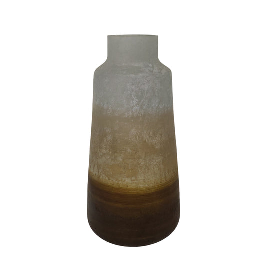 17" Gold Ombre Glass Vase, White/gold