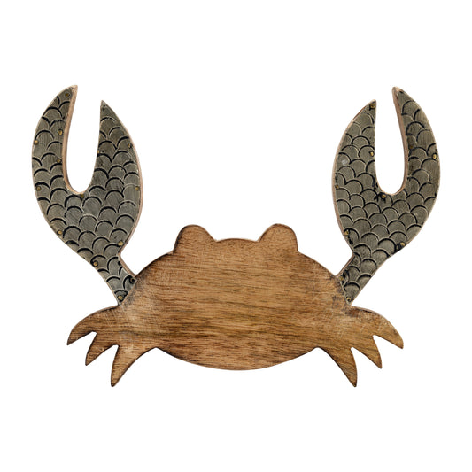 Wood, 8" Crab Deco, Brown