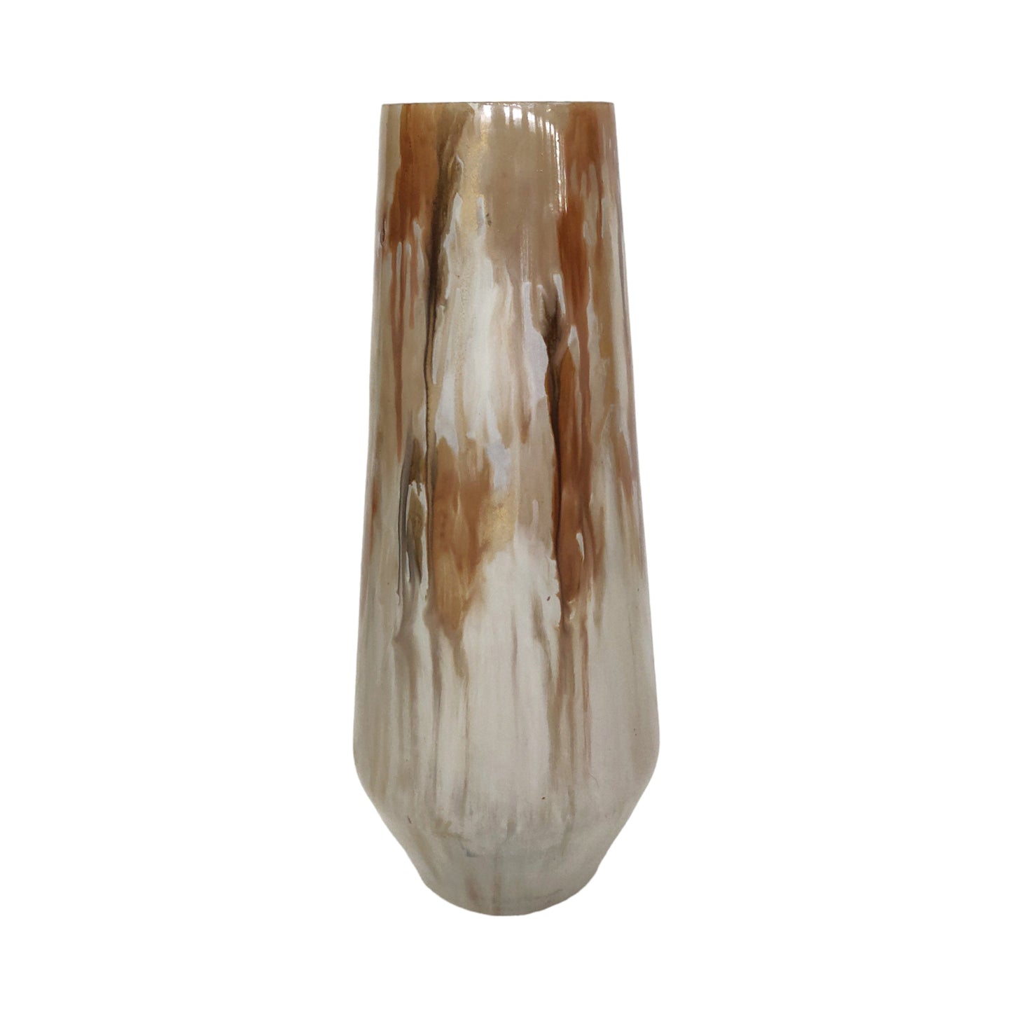 18" Tapered Bottom Vase Nude Drip Finish,tan/multi