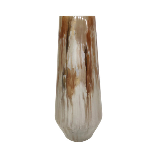 18" Tapered Bottom Vase Nude Drip Finish,tan/multi