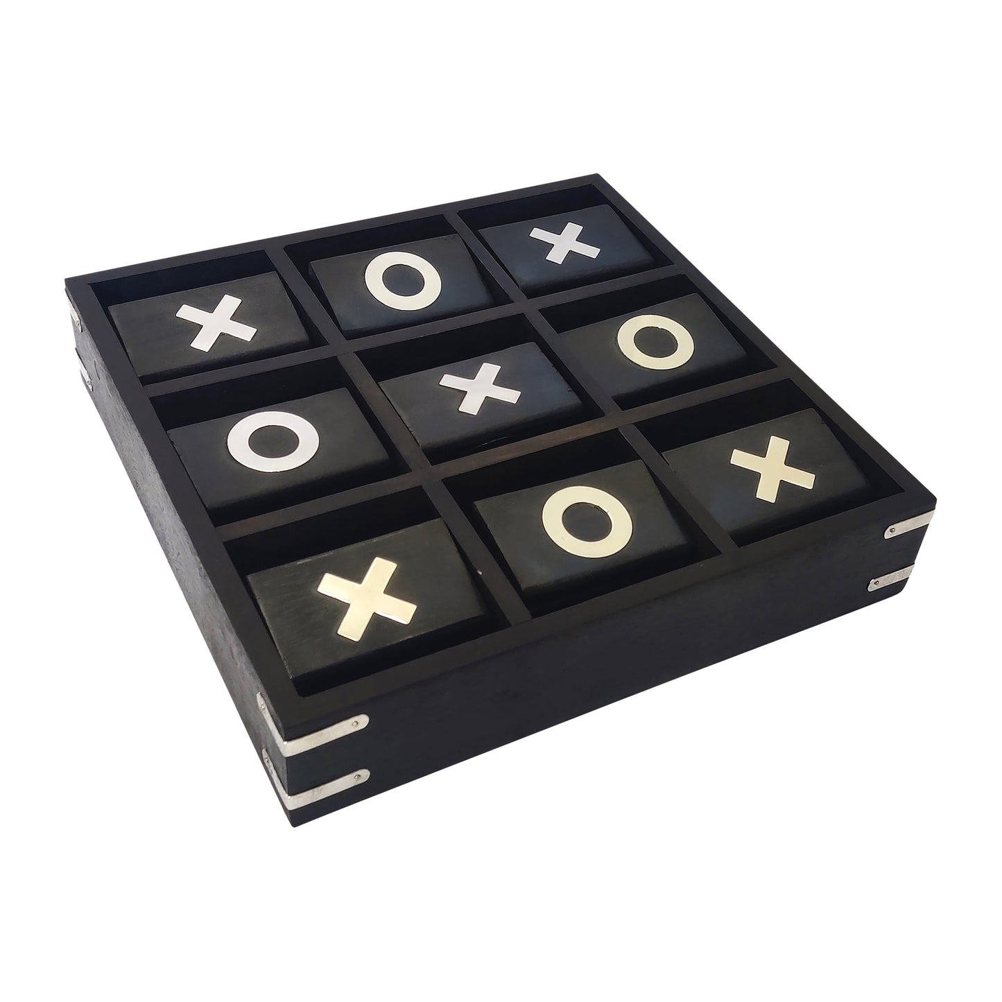 Wood, 10x10 Revolving Tic Tac Toe, Black