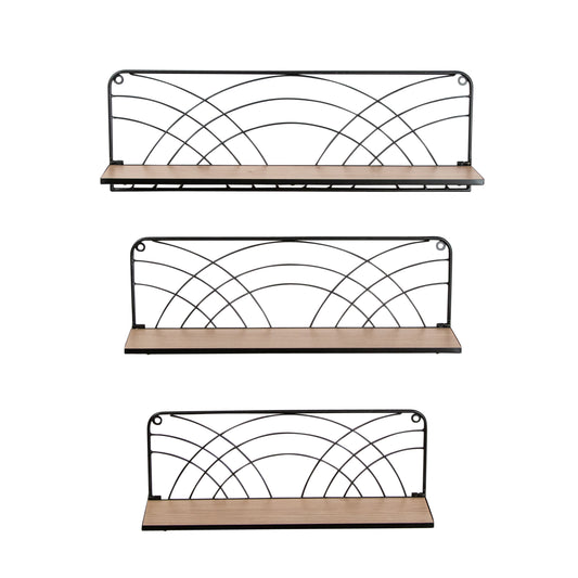 S/3 19/21/24" Wall Shelves, Natural/black