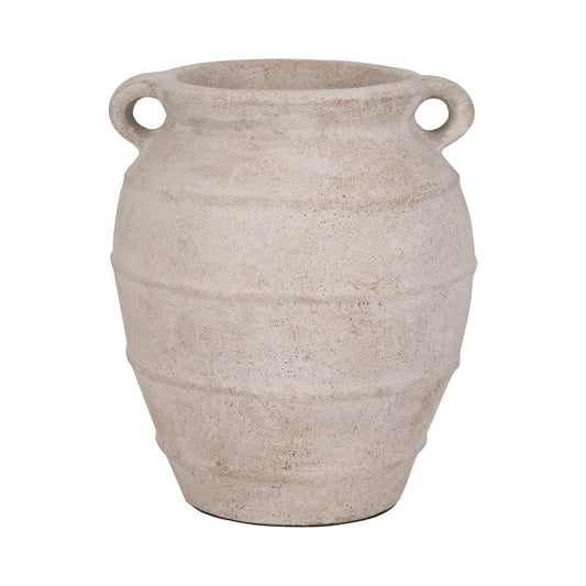 Terracotta, 16" Mini Handle Jug Vase, Ivory