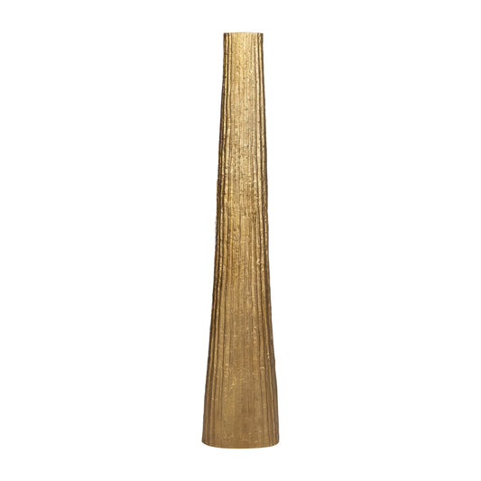 Metal, 58" Ribbed Floor Vase, Gold
