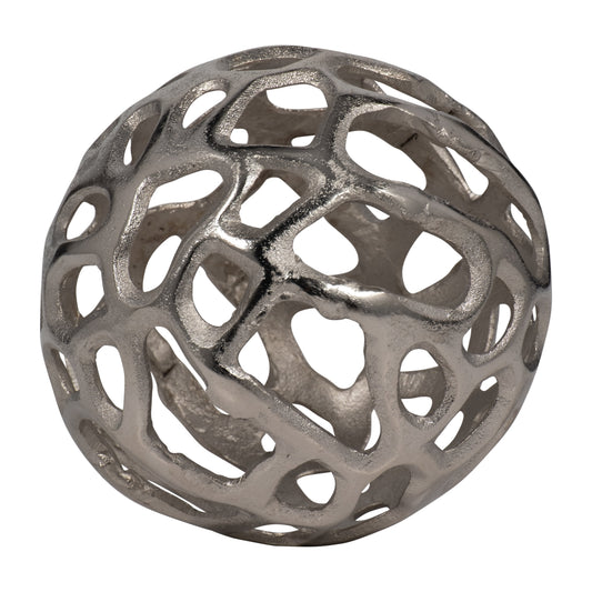 Metal, 6" Cut-out Orb, Silver