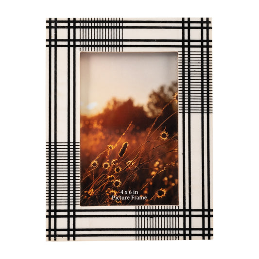 Resin,4x6 Plaid Lines Photo Frame,black/white