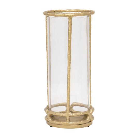 Metal, 13" Hurricane Holder, Gold