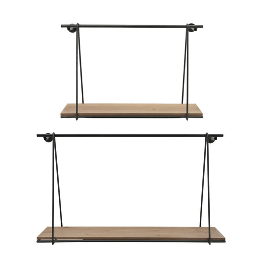 Metal/wood, S/2 12/14"h Swing Like Wall Shelves, B