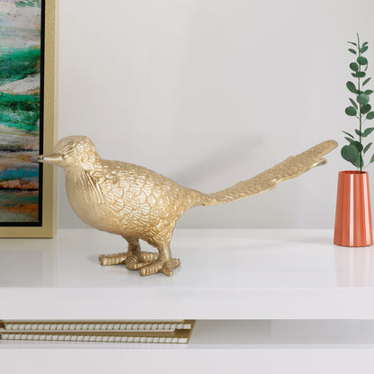 Metal, 18" Long Tailed Bird Deco. Gold
