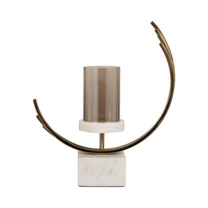 Metal, 17" Crescent Candle Holder, Gold