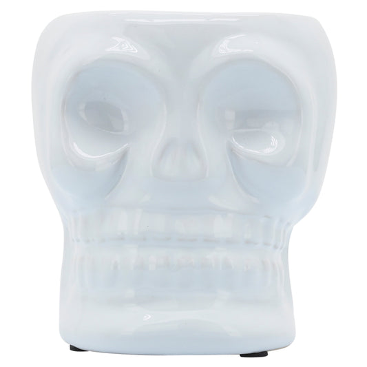 Cer, 5" Skull Vase, White