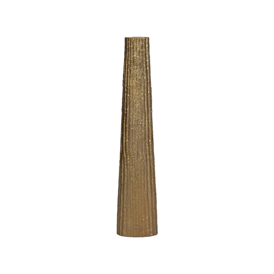 Metal, 35" Ribbed Floor Vase, Gold