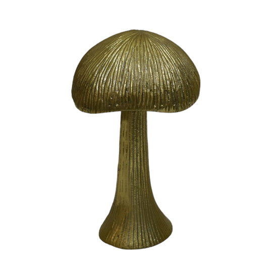 9" Ridged Metal Mushroom, Gold