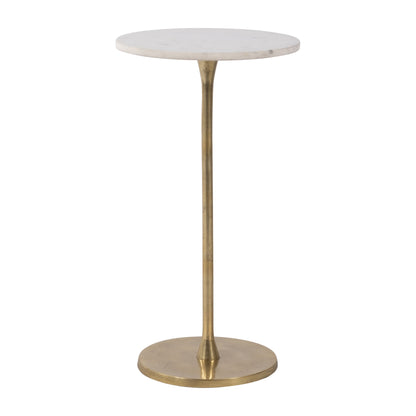 Metal, 24"h Round Drink Table, Gold/white