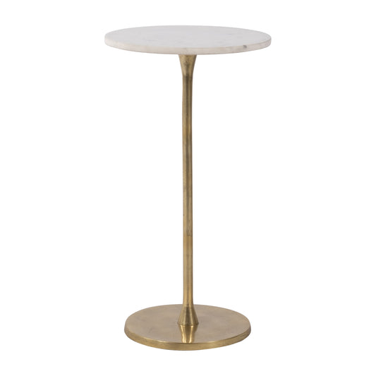 Metal, 24"h Round Drink Table, Gold/white
