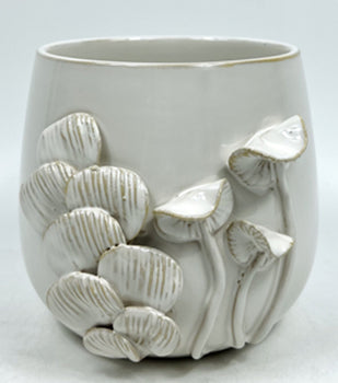 7" Mushroom Applique Planter, Ivory