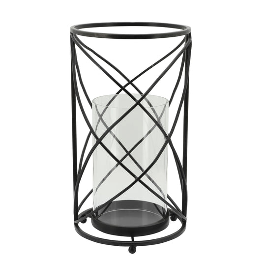 Metal 13" Hurricane Candle Holder, Black